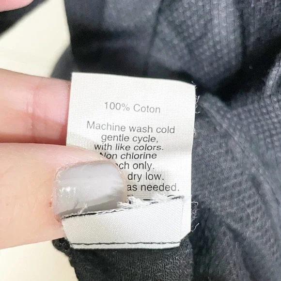 Madewell Textureweave Popover Split Neck Cotton Top Black Size Small - Picture 6 of 6